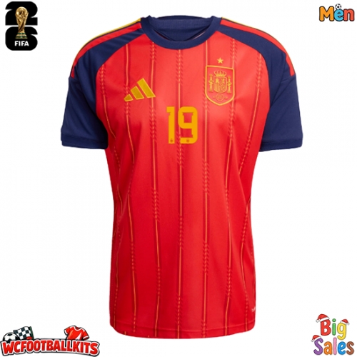 Spain Lamine Yamal #19 Replica Home Stadium Shirt World Cup 2026 Short Sleeve